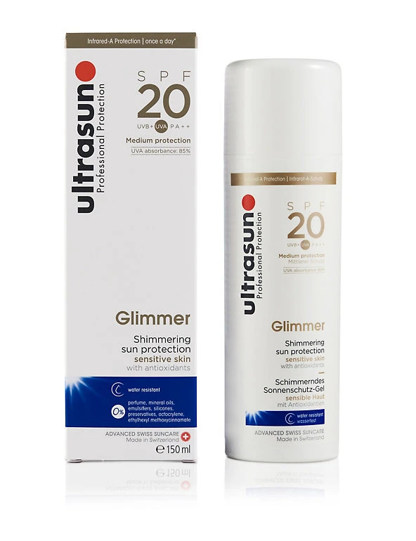 Ultrasun Sensitive Skin Glimmer SPF 20 150ml 1 Ultrasun Sensitive Skin Glimmer SPF 20 150ml